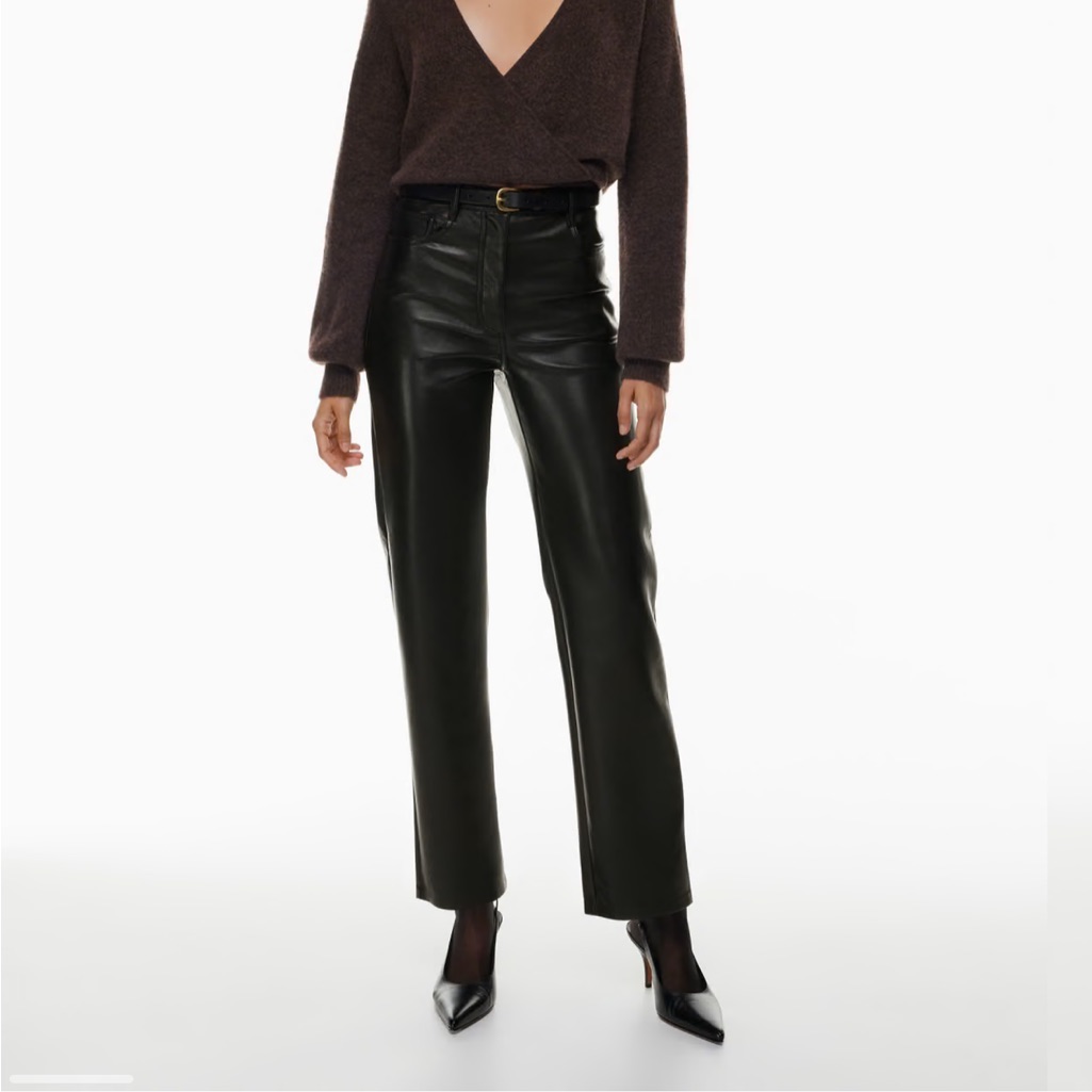 Aritzia Black Wilfred Melina Leather Pants Sz 12